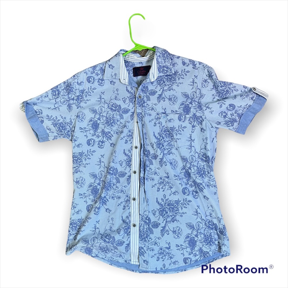Blue Crown Button Up